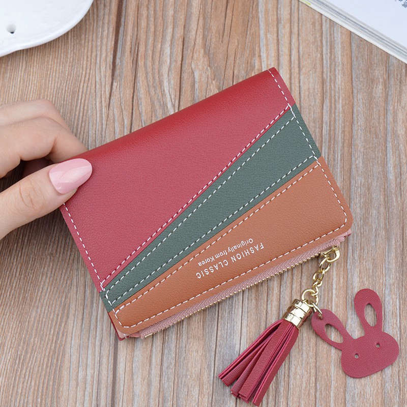 (COD) Dompet Kulit Wanita Korean Wallet For Women Tassel Fashion Short Wallet MALL SHOPPING