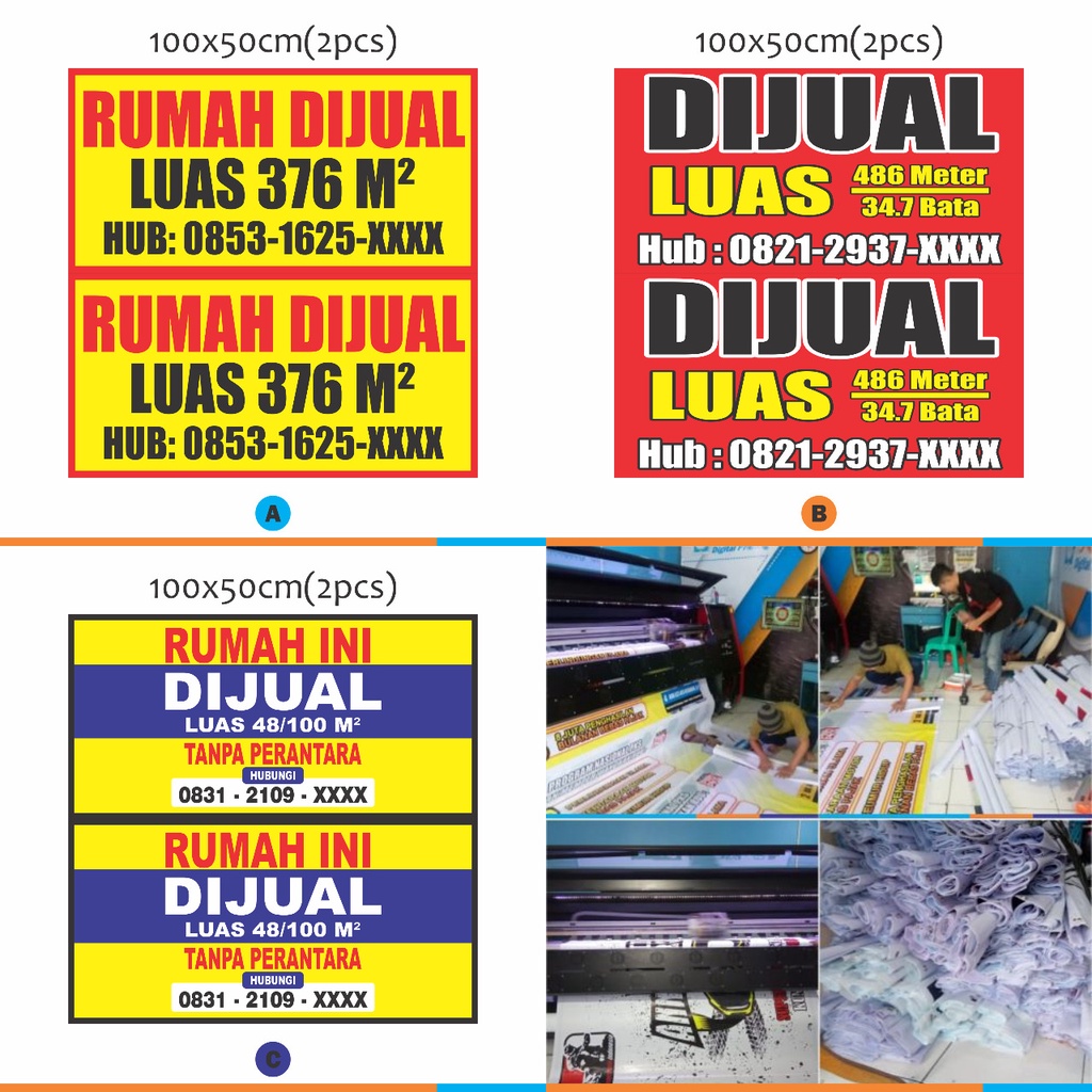 SPANDUK RUMAH DIJUAL 100x50