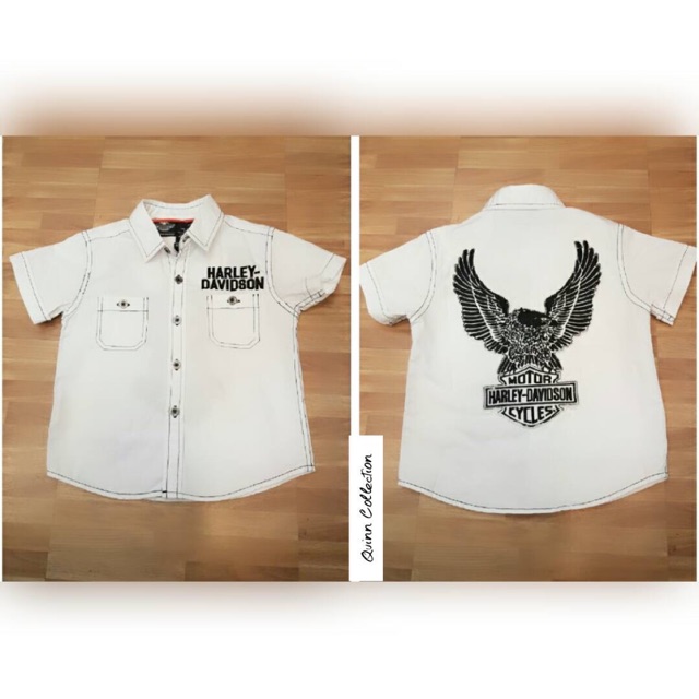 Kemeja Harley putih anak laki laki