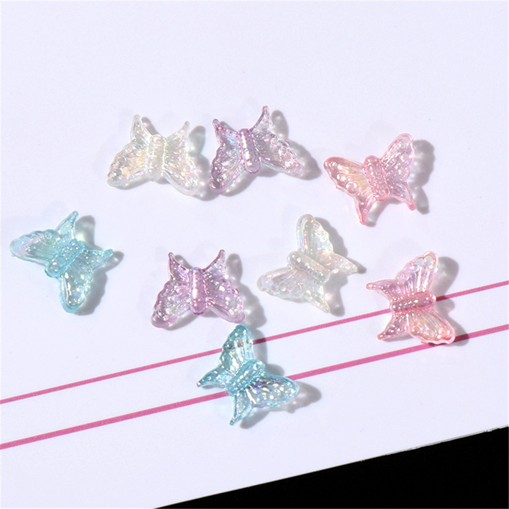 【TERSEDIA &amp; COD】Spot Kupu-kupu 20 Sets 3D Acrylic Beads Kupu-kupu Bentuk Transparan Warna Campuran Perhiasan Campuran Warna Gelang Earrings Aksesoris Kalung