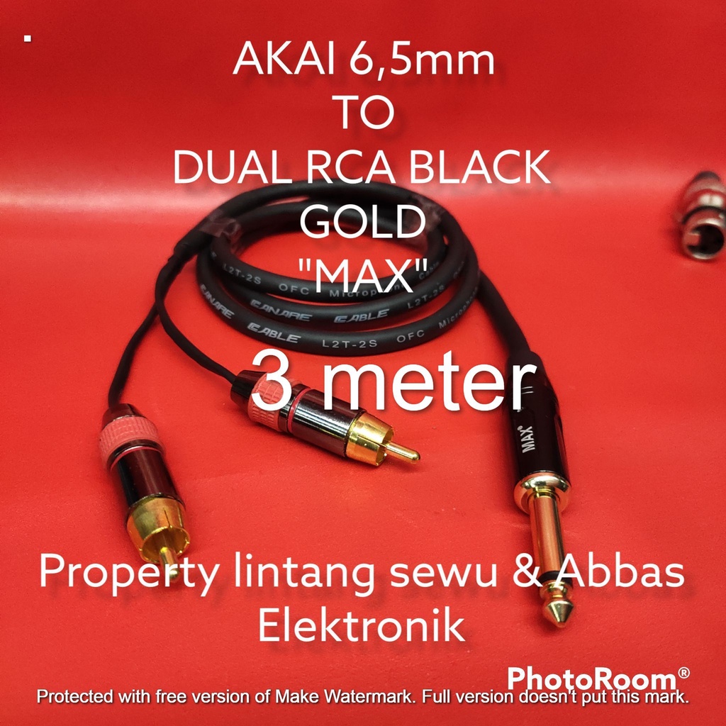 KABEL JEK AKAI 6,5MM MAX TO DUAL RCA BLACK GOLD 3 METER