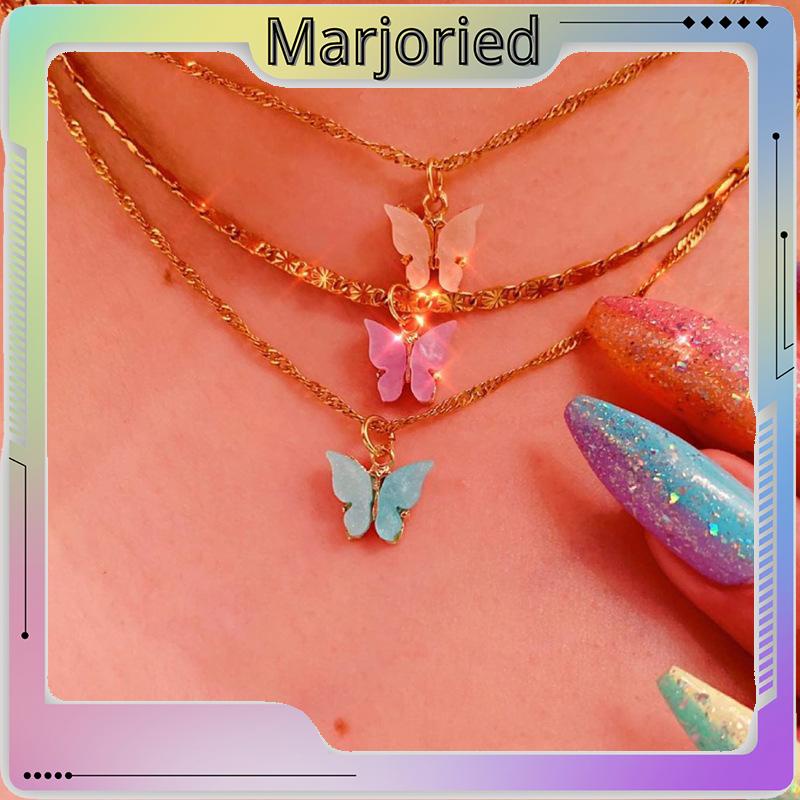 Korean Fashion Kalung Kupu-kupu Kalung Rantai Wanita Aesthetic Butterfly Necklace Anting-MJD