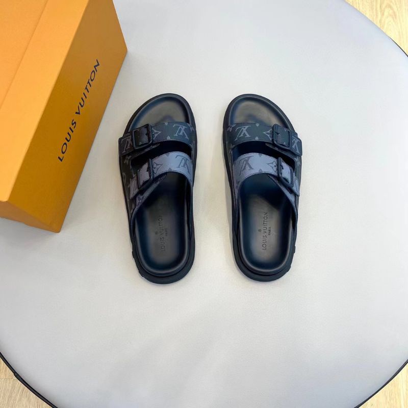 lv sendal cowok slip on sandal pria slide selop flat slippers mirror