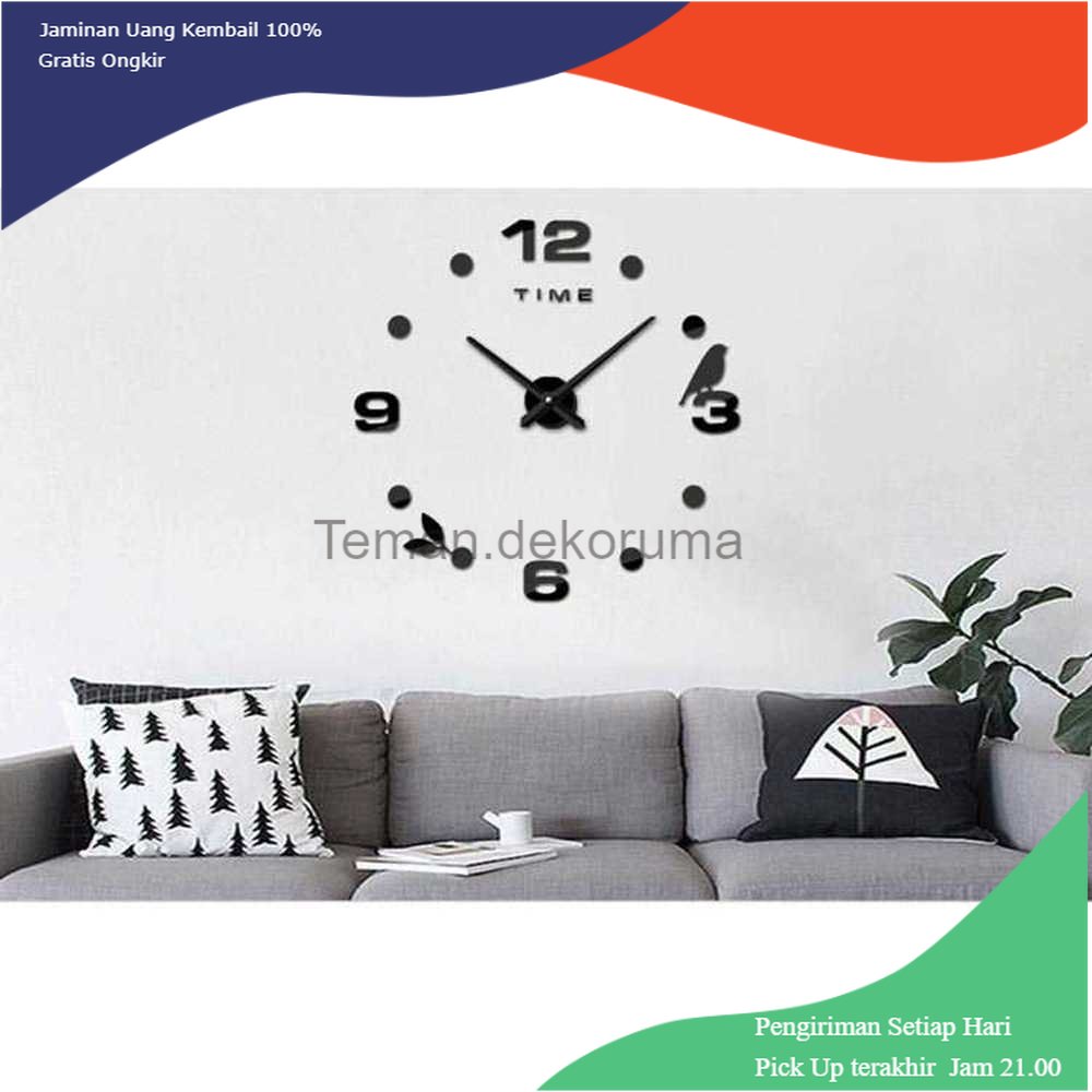 TD - RMH Jam Dinding DIY Giant Wall Clock Quartz Model Burung - DIY-06