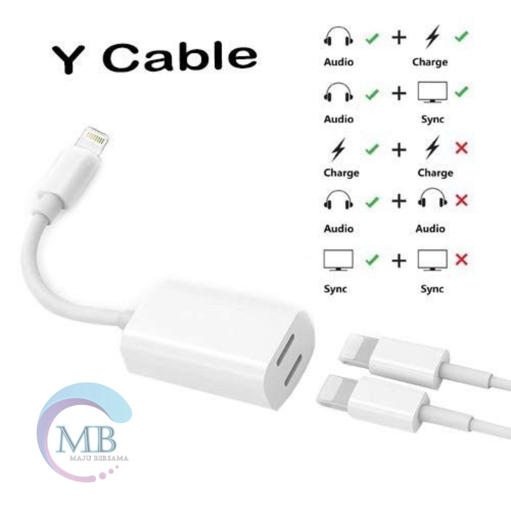 JH006 Kabel Splitter Y i pone - Y Cable Adapter Apple Converter Lighthing 2in1 i pone MB3215