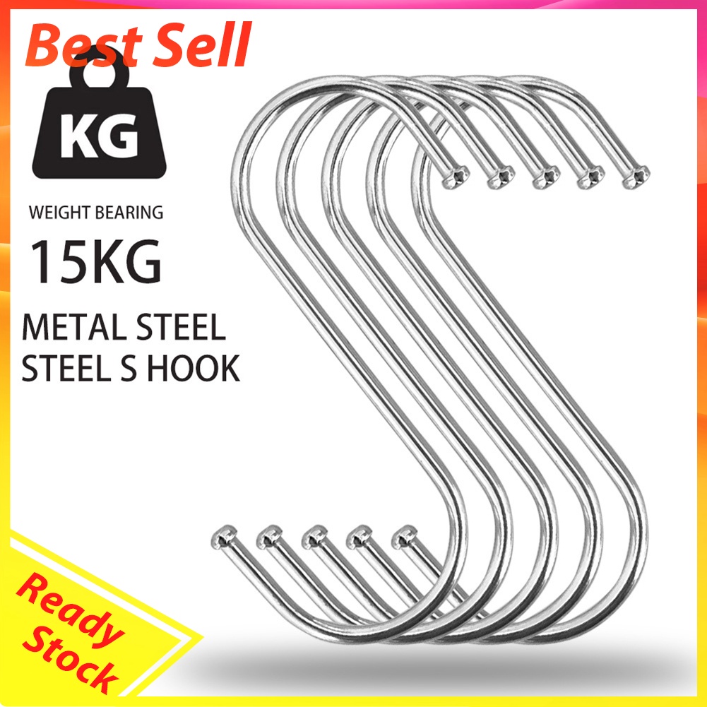 10pcs Stainless Steel S-Shaped Hanging Hooks Clothes Storage Hanger Hook