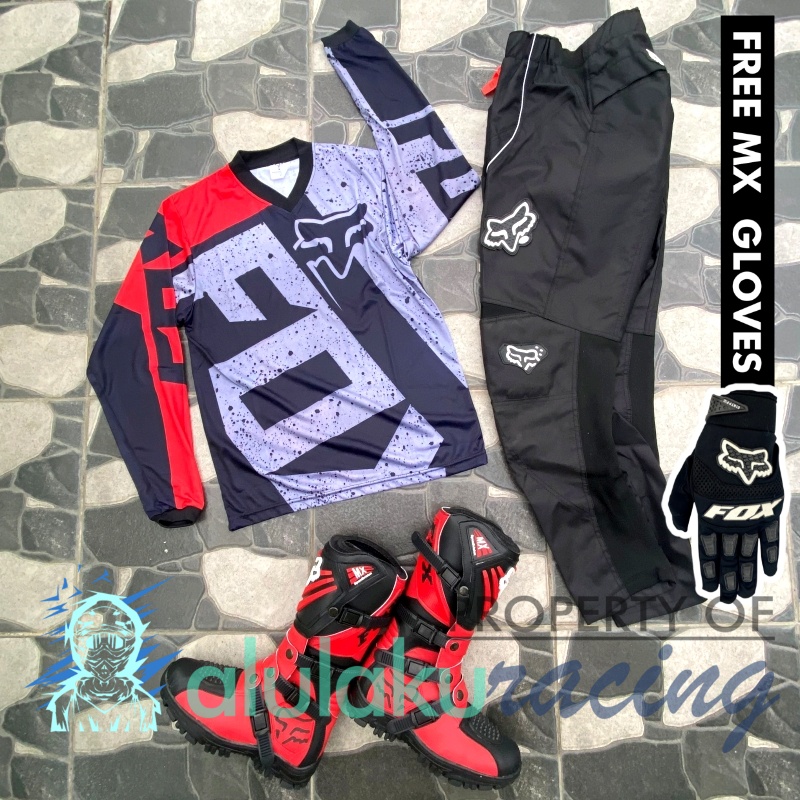 Jersey, Celana, Sarung Tangan &amp; Sepatu SV Fullset MX Trail Motocross - Paket Bundling FOCTSV100103-F41