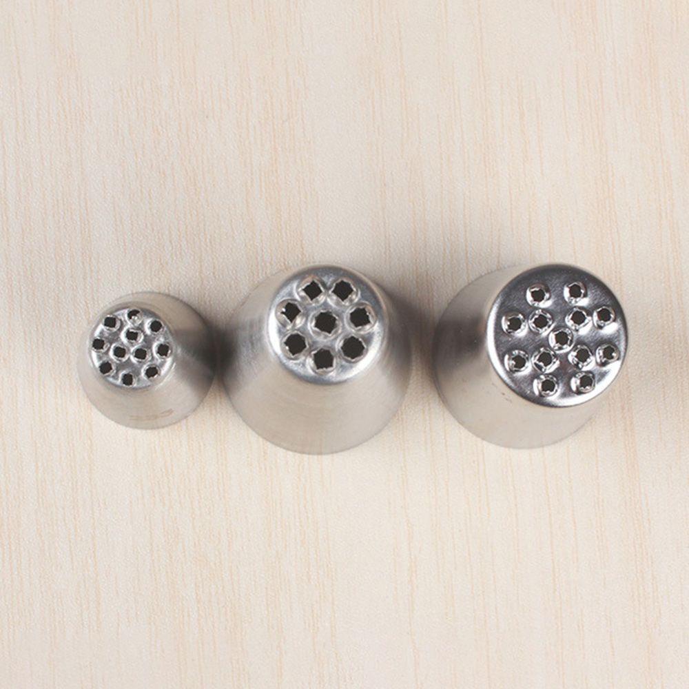 Solighter 3 Pcs Rumput Icing Nozel DIY Aksesoris Dapur Pastry Tips Stainless Steel Cupcake Rusia Nozzle