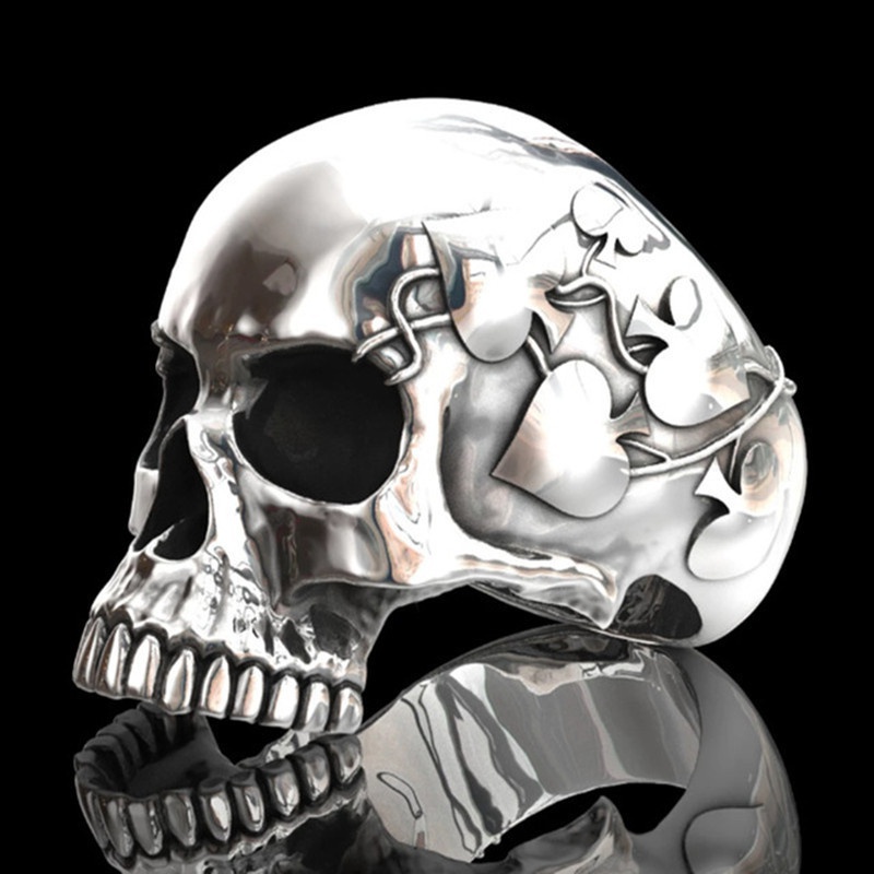 （Ready Stock）Silver Skull Head Ring for Men Jewelry Fashion Accessories