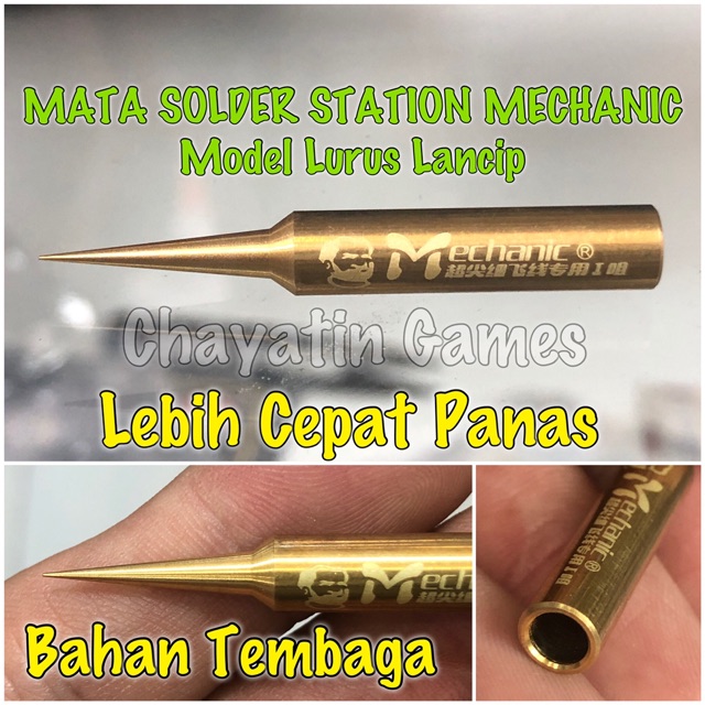 Mata Solder Station Mechanic Tembaga Type 900M-T-S Bengkok Lancip &amp; Lurus Lancip