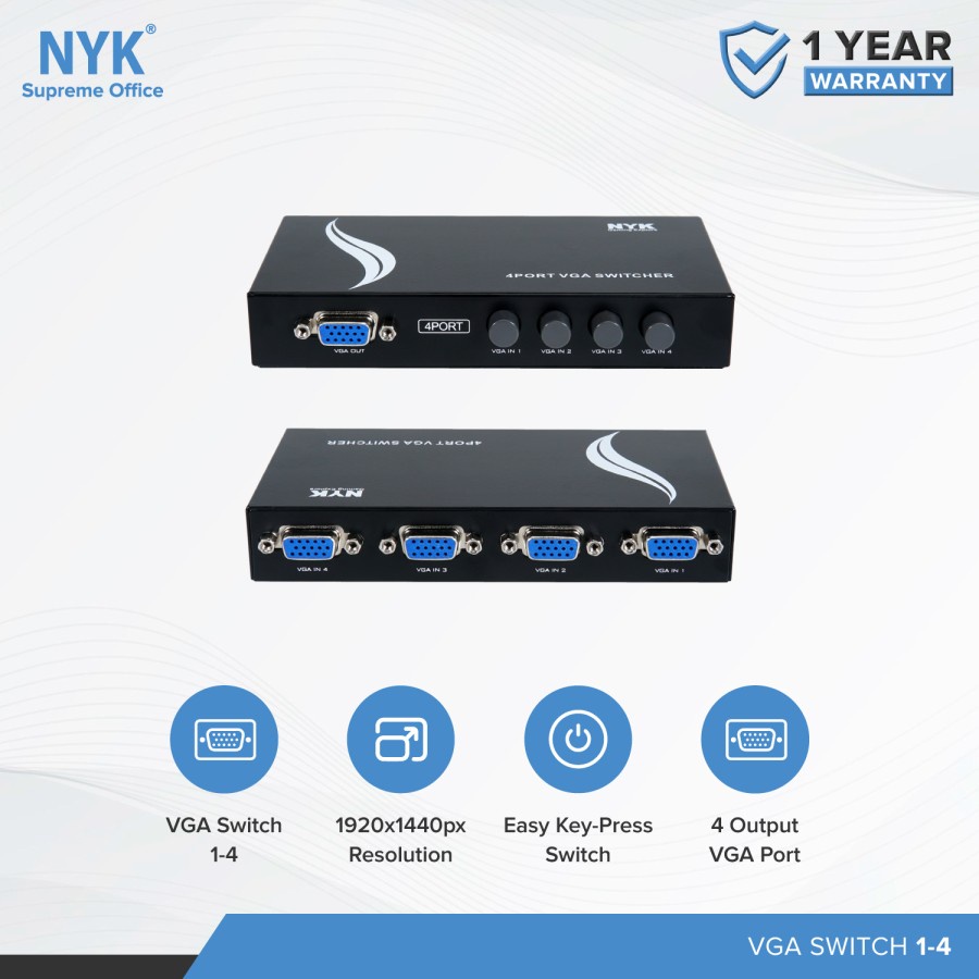 VGA Switch 4 Port manual switcher 4 input to 1 Output / VGA Switch 4 Port