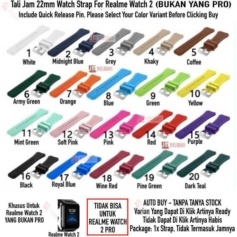 MS3 Watch Strap Realme Watch 2 (BUKAN PRO) - Tali Jam 22mm Rubber Silikon