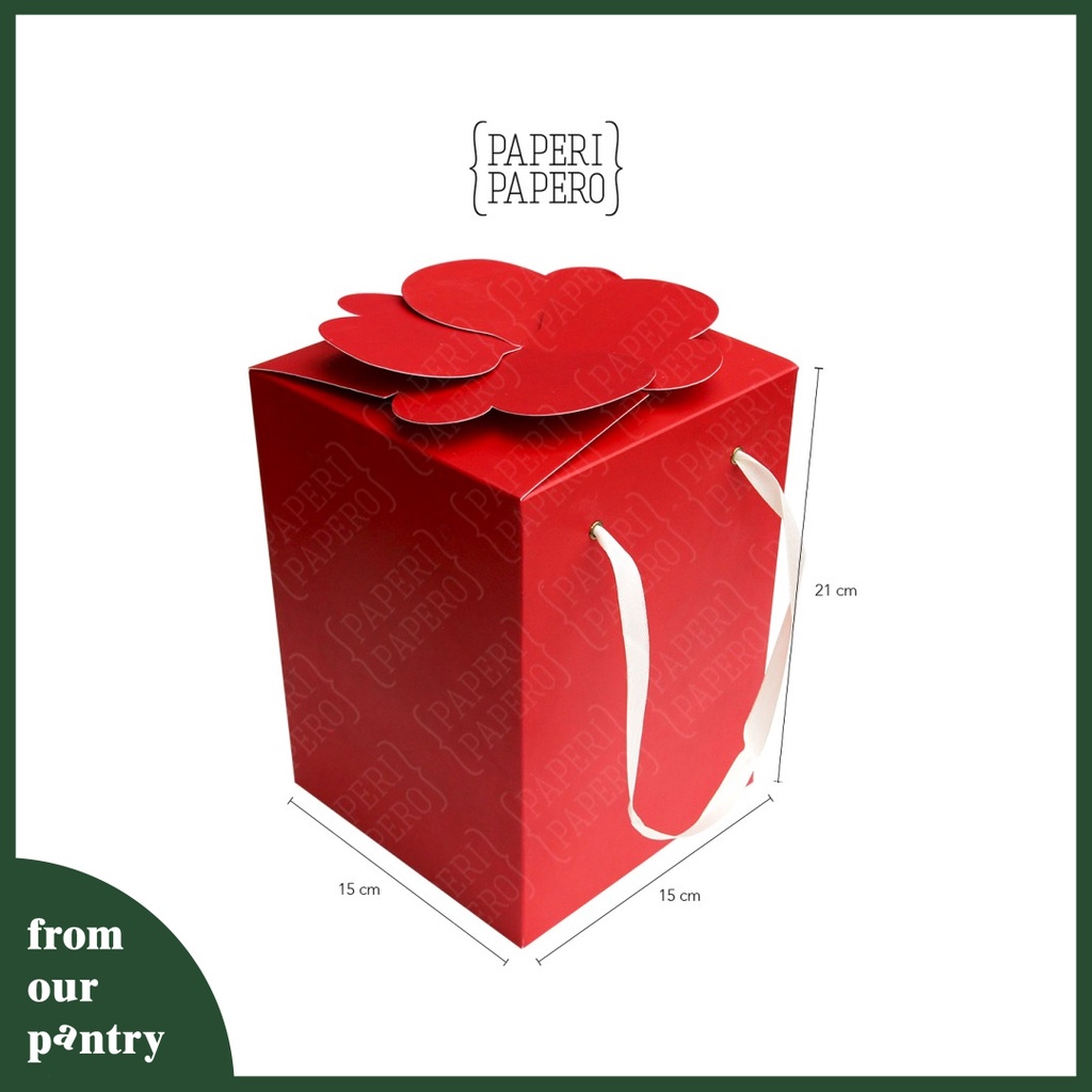 

Paperi Papero - 5pcs Red Clover Box isi 2 & isi 3 Kotak Kue Kering Merah