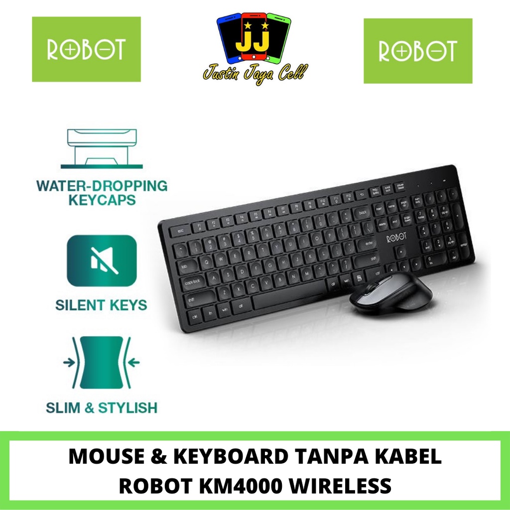 Mouse Keyboard Wireless Tanpa Kabel  ROBOT KM4000 ORIGINAL