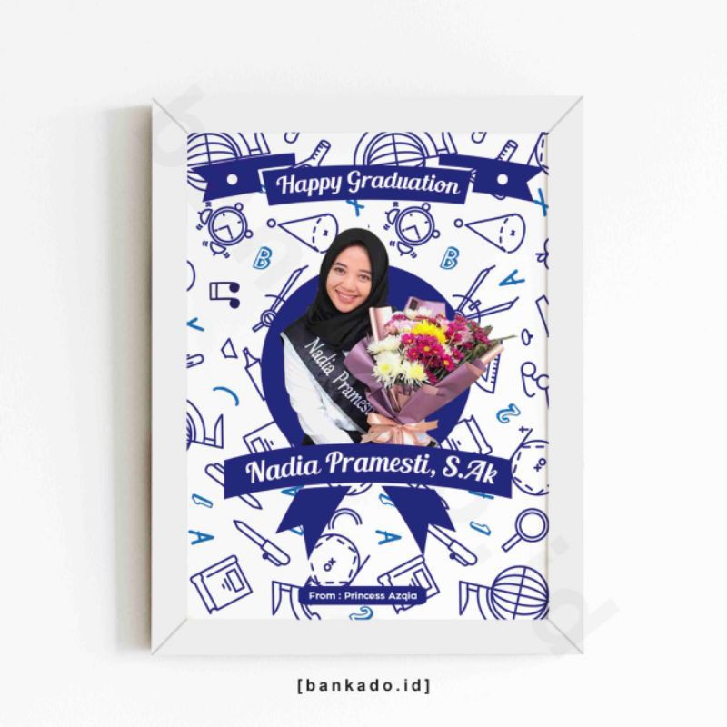 [1 Hari Jadi] Kado Frame 10R Doodle Custom Hadiah Wisuda/Ultah/Kantoran
