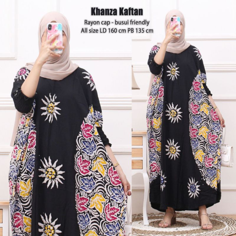 Aktsara Batik - Kaftan Wanita Kaftan Dress Modern Hijab Kaftan Cap Jumbo XXXXL Motif Khanza Nafisa