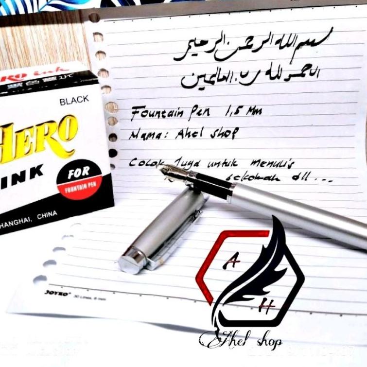 

(X-EUT ➸>) Pulpen penulisan ijazah raport sekolah Fountain pen Kalam kaligrafi 1,5Mm tinta isi ulang hero satu set||banyak diminati