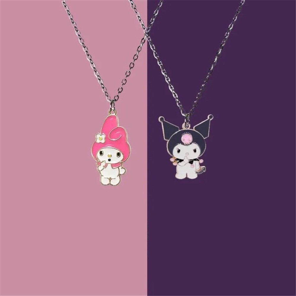 Korea Fashion Kartun Kuromi Liontin Kalung Pasangan Pacar untuk Pria dan Wanita