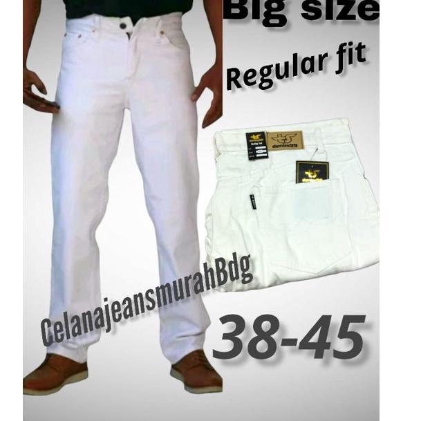 BIG SIZE CELANA JEANS PRIA REGULAR FIT JUMBO PUTIH 45 / JEANS PRIA JUMBO PUTIH 45 [KTY. 2397]