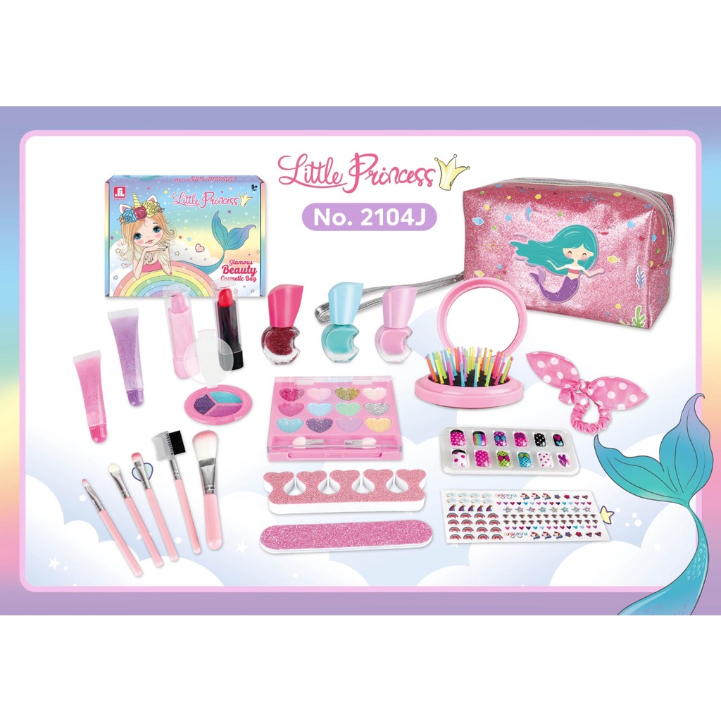 Make Up Bag Mermaid Unicorn mainan makeup alat rias anak