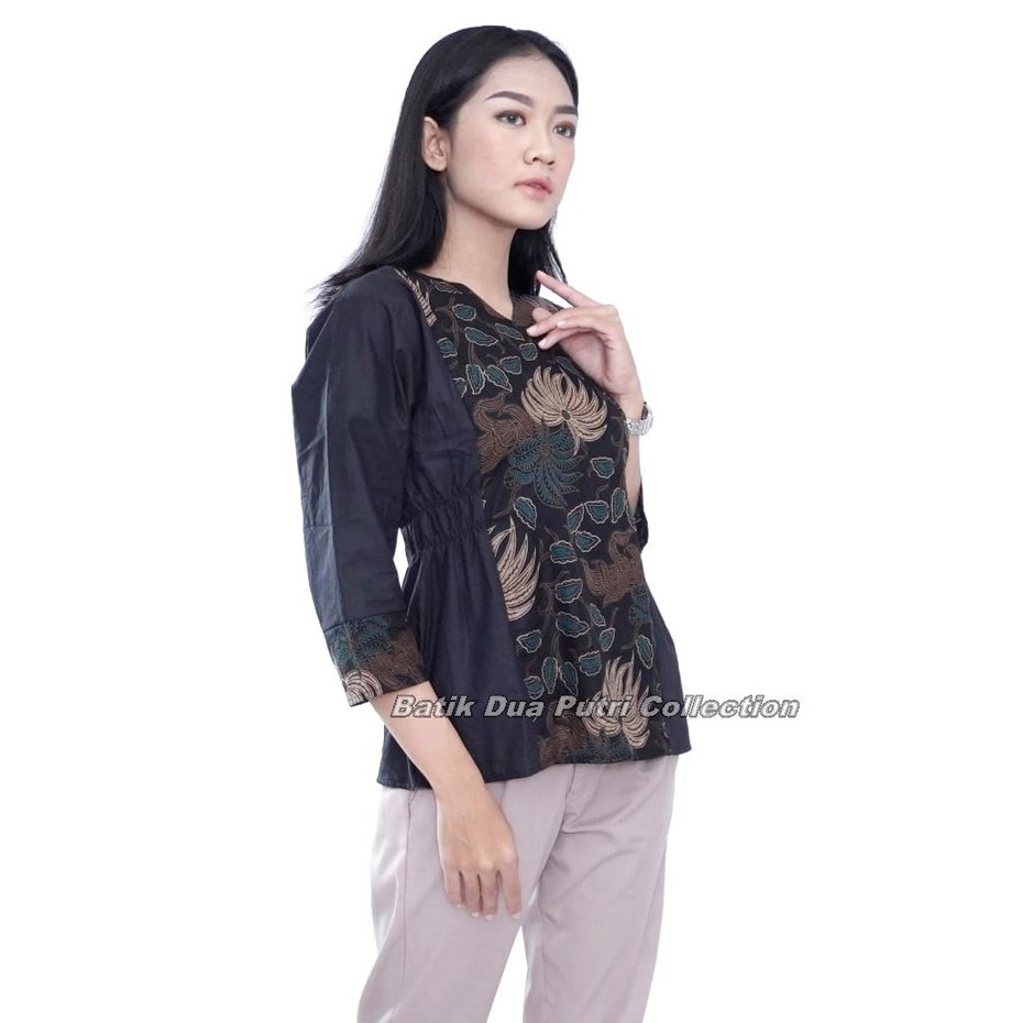 Couple Batik Atasan Wanita Kemeja Pria Seragam Batik Kerja Warna Hijau By Batik Dua Putri Collection