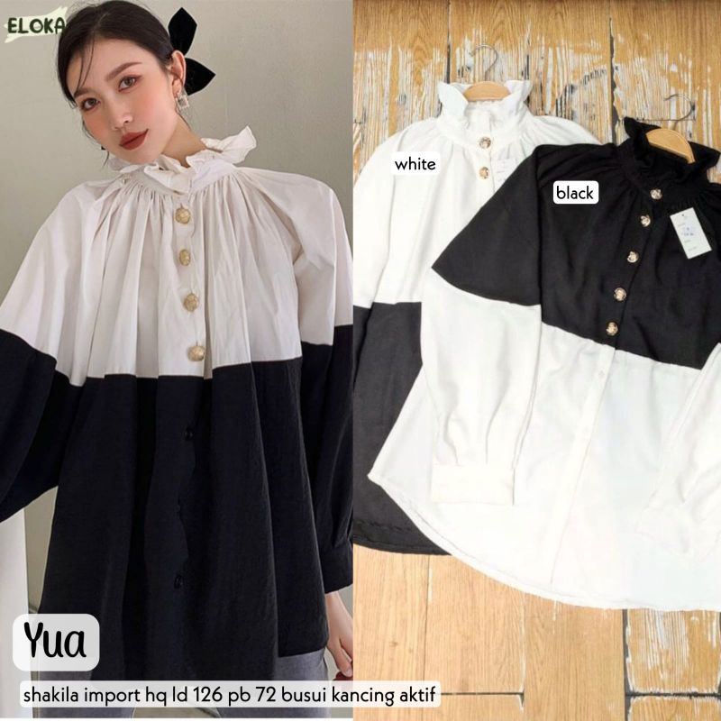 Tunik Black White Shakila Yua LD 126 PB 84 BY ELOKA