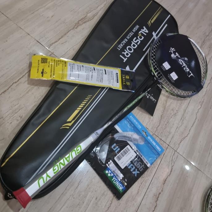 Alp Tj 7U Raket Badminton Profesional Serat Karbon 100%, 32 Lbs Roccabar