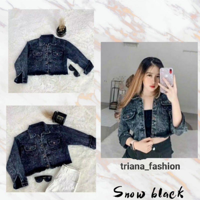 CROP JAKET JEANS DENIM JINS RAWIS JAKET WANITA CEWE CEWEK MURAH JAKET CROP HITAM BIRU KOREAN STYLE