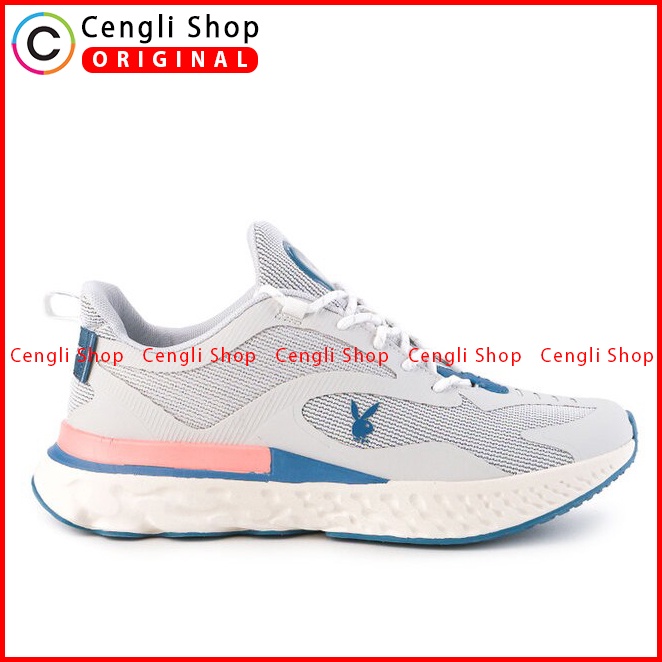 SEPATU SNEAKER PLAYBOY PRIA ORIGINAL CASUAL BRANDED ABU-ABU PL84