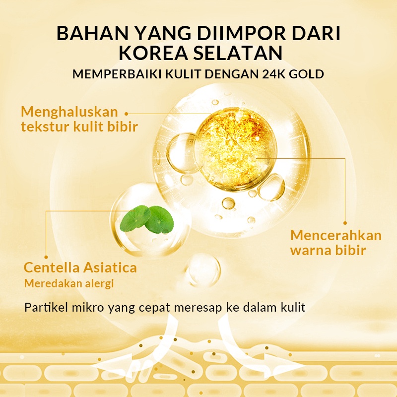 ✨ AKU MURAH ✨ BIOAQUA 24K Gold Moisturizing Essence Lip Mask 6g 1PCS/Per Pcs Masker Bibir Gold