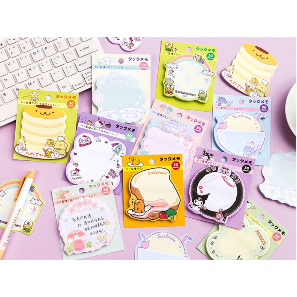 STICKY NOTES MEMO STIKER KUROMI MELODY HELLO KITTY GUDETAMA TWIN STARS CINNAMOROLL TUXEDOSAM KEROPPI POMPOMPURIN NOTE KERTAS STICKER TEMPEL