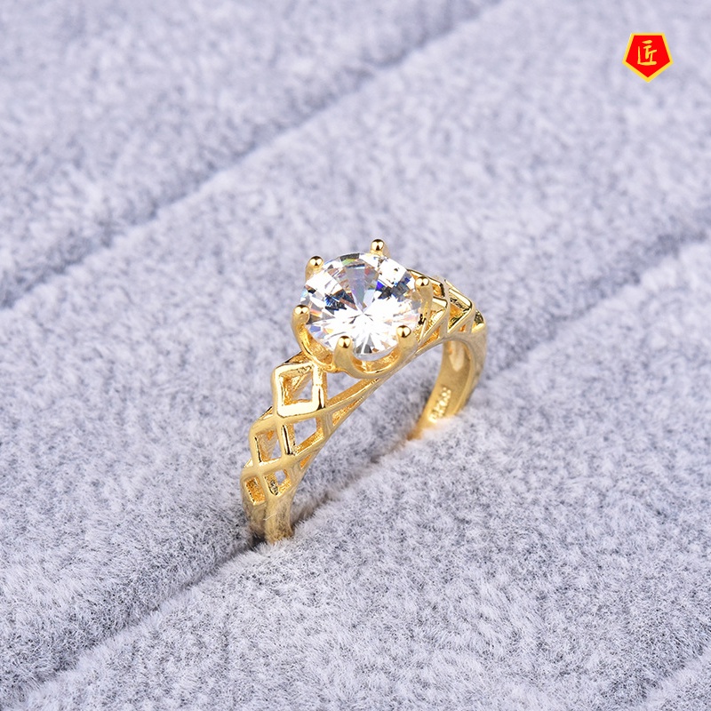 [Ready Stock]Fashion Personality 18K Gold Inlaid Diamond Ring