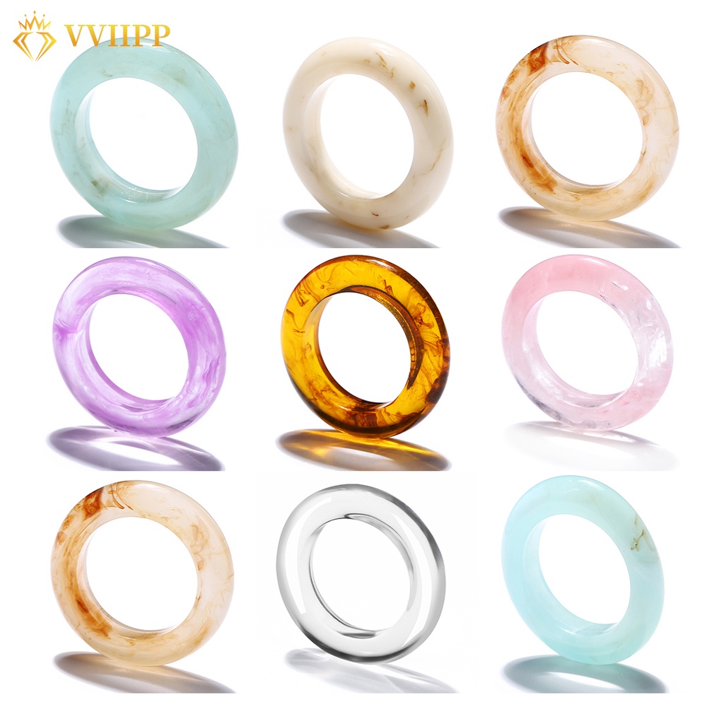 Korean Fashion Candy Color Acrylic Ring Simple Multicolor Rings Jewelry Accessories