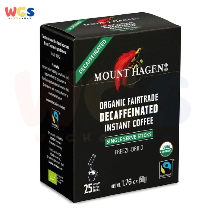 

Mount Hagen Organic Fairtrade Decaffeinated Instant Coffee 25 Sticks