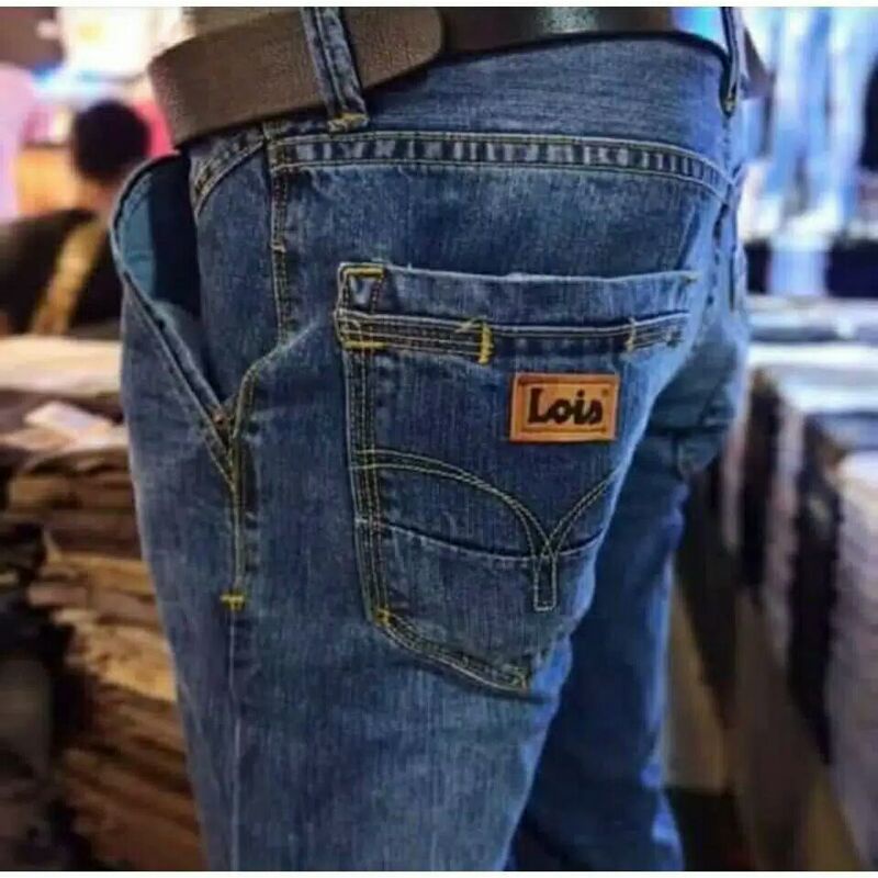 celana Panjang pria jeans Lois fashion pria slimfit Original - Biru Tua 27-34