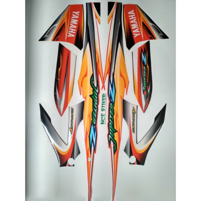 STIKER STRIPING MOTOR JUPITER Z 2005 OREN HITAM ORANGE