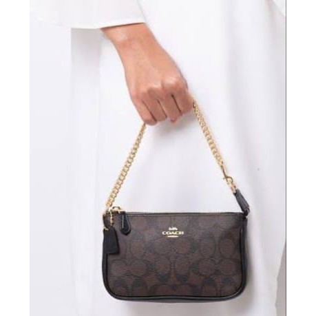 YSZJF   36674 Coach Top Handle Pouch In Signature Brown Black-f36674.shoulder bag wanita