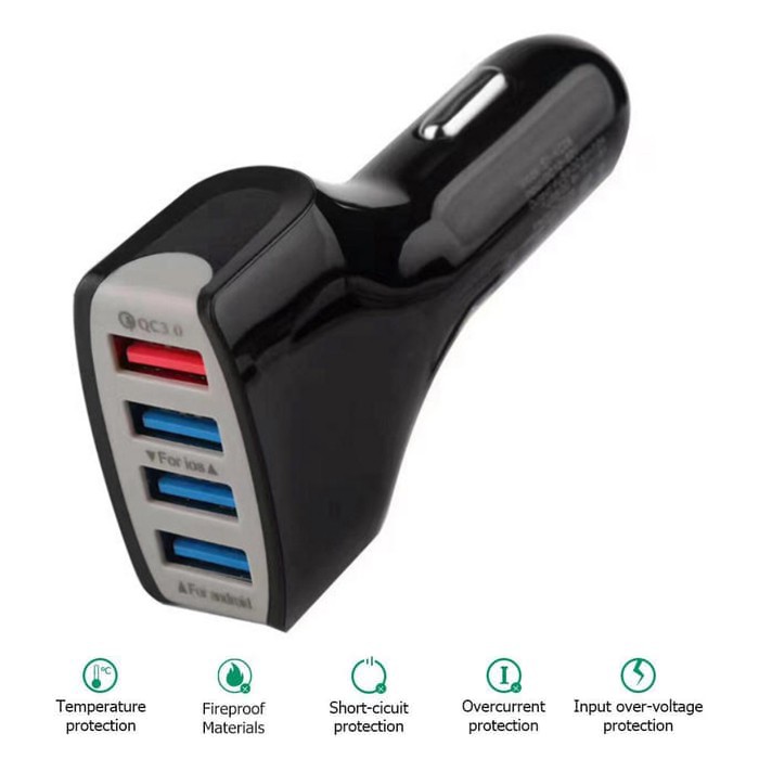 Qualcomm Mobil Quick Fast 4 USB QC 3.0 Car Charger Samsung Xiaomi iPhone Cas Oppo Vivo hp Asus