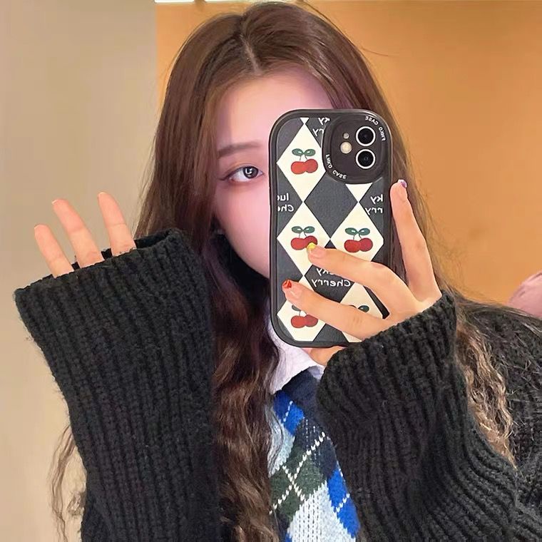 [TPC] Phone Case IPHONE 6 6S 7 8 PLUS X XS MAX XR 11 12 13 PRO MAX RED CHERRY &amp; BROWN FLOWER Casing Case Korean Cute IP025