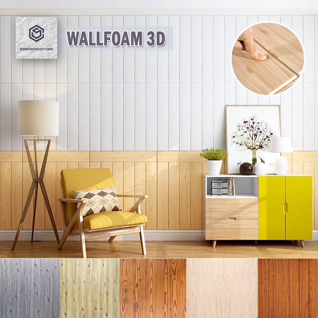 PROMO!! BUY 25PCS FREE 1PCS !! Wallpaper Foam 3D Sticker Motif Kayu Tebal 4mm & 5mm-8
