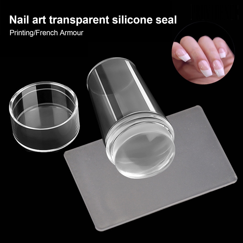 Providence 1 Set Nail Art Stamper with Nail Scraper Removable Design Transparent Silicone Nail Stamper Manicure Tools for Professional