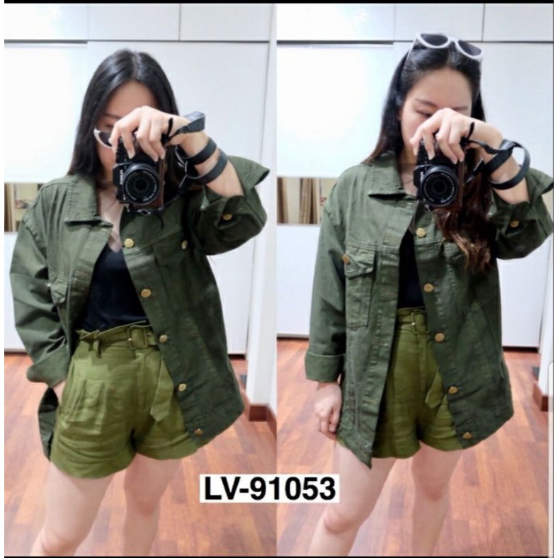 Jaket Wanita Army Jaket Warna Hijau Allsize Oversize Jaket Jeans Wanita JAKET CEWEK TEBAL