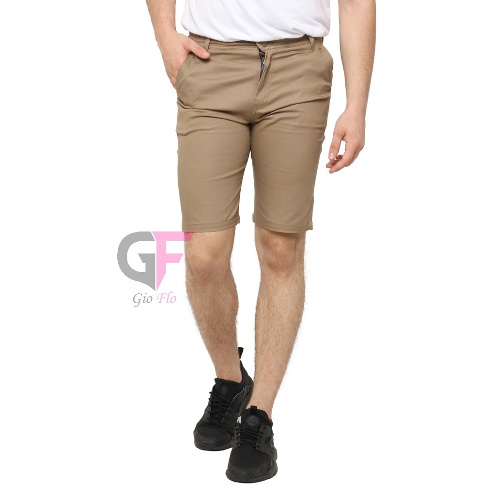 GIOFLO Celana Terkini Pria Chinos Pendek Cowok Coklat Muda / CLN 786