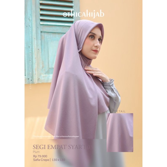 HIJAB SEGIEMPAT POLOS SYARI 130 x 130 ETHICA HIJAB