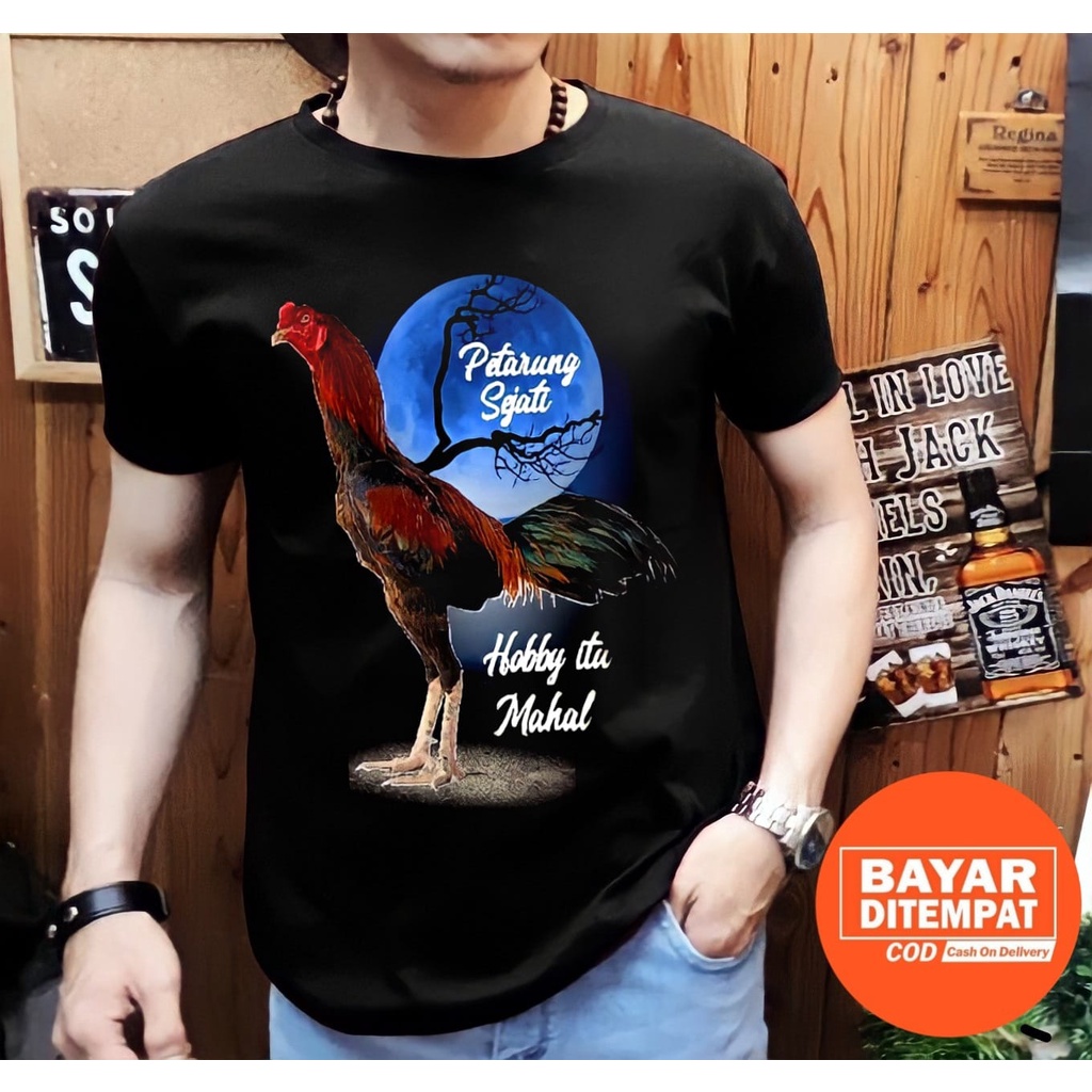 Shalch Trendy / Kaos Pria Motif Gambar Ayam Petarung Bulan / Pakaian Atasan Pria