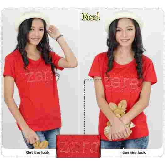 BIG SALE [Blouse Zara Merah Motek Spandex SW] Blouse Wanita Spandex Merah