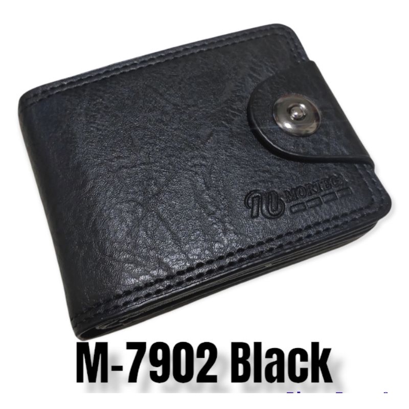 Dompet Pria Lipat Mortega Kancing M-8402 || Dompet Kukit PU Import-M 7902 Black