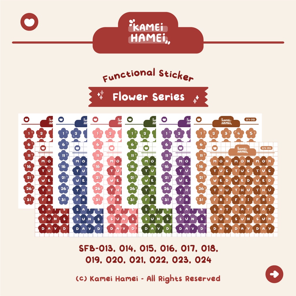 

Flower Date and Days | Kamei Hamei Functional Planner Sticker