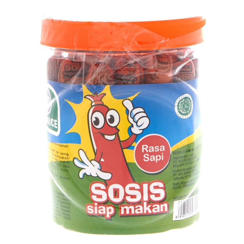 

SOSIS RASA SAPI SIAP MAKAN SO NICE TOPLES ISI 25PCS x 21GR HALAL