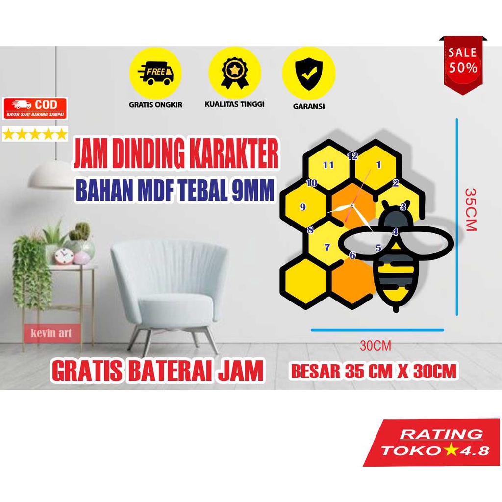 JAM DINDING UNIK MINIMALIS KARAKTER HEWAN LEBAH LUCU GAMBAR MOTIF AESTHETIC MURAH TEMPEL TEMBOK DEKORASI DINDING CUSTOM BESAR MEWAH MODERN CANTIK WALL DECOR DINGDING KAMAR TIDUR ANAK IMUT MANIS DISKON PROMO TERLARIS